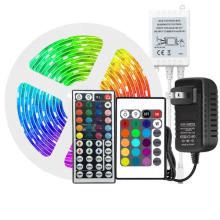 IP20 44 key IR remote controlled 5050 5M 150LED 12V RGB LED strip with power adapter